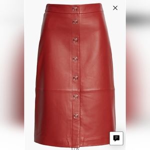 Ted Baker London Snap Front Leather Pencil Skirt